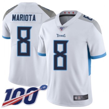 Men's Tennessee Titans #8 Marcus Mariota White 2019 100th Season Vapor Untouchable Limited Stitched NFL Jersey Men's Tennessee Titans #8 Marcus Mariota White 2019 100th Season Vapor Untouchable Limited Stitched NFL Jersey