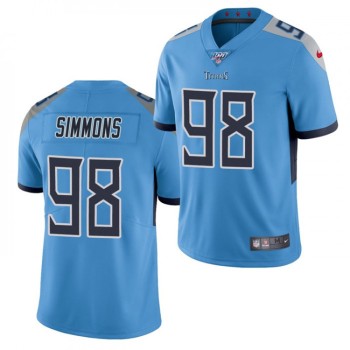 Men's Tennessee Titans #98 Jeffery Simmons Blue 100th Stitched Jersey Men's Tennessee Titans #98 Jeffery Simmons Blue 100th Stitched Jersey