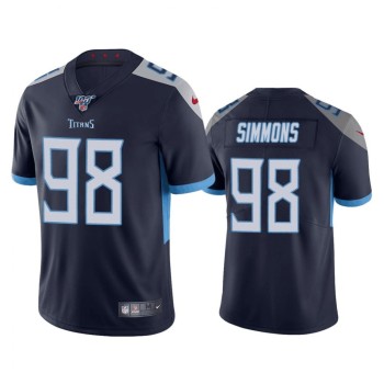 Men's Tennessee Titans #98 Jeffery Simmons Navy 2019 100th Season Vapor Untouchable Limited Stitched NFL Jersey Men's Tennessee Titans #98 Jeffery Simmons Navy 2019 100th Season Vapor Untouchable Limited Stitched NFL Jersey