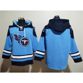 Men's Tennessee Titans Blank Blue Lace-Up Pullover Hoodie Men's Tennessee Titans Blank Blue Lace-Up Pullover Hoodie