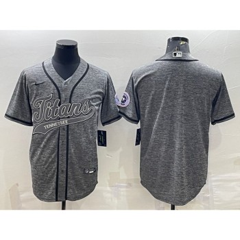 Men's Tennessee Titans Blank Grey With Patch Cool Base Stitched Baseball Jersey Men's Tennessee Titans Blank Grey With Patch Cool Base Stitched Baseball Jersey