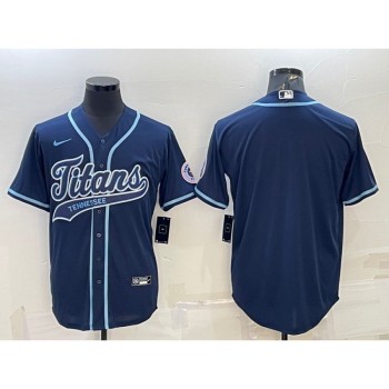 Men's Tennessee Titans Blank Navy With Patch Cool Base Stitched Baseball Jersey Men's Tennessee Titans Blank Navy With Patch Cool Base Stitched Baseball Jersey