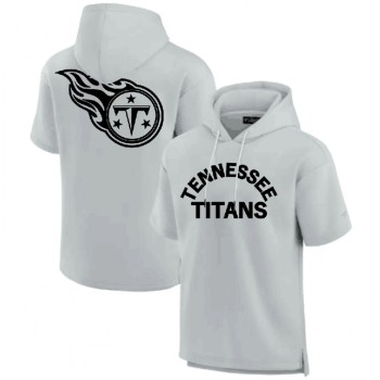 Men's Tennessee Titans Gray Super Soft Fleece Short Sleeve Hoodie Men's Tennessee Titans Gray Super Soft Fleece Short Sleeve Hoodie