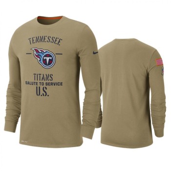 Men's Tennessee Titans Tan 2019 Salute to Service Sideline Performance Long Sleeve Shirt Men's Tennessee Titans Tan 2019 Salute to Service Sideline Performance Long Sleeve Shirt