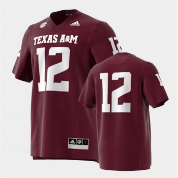 Men's Texas A&M Aggies #12 Maroon Strategy Premier Stitched Football Jersey