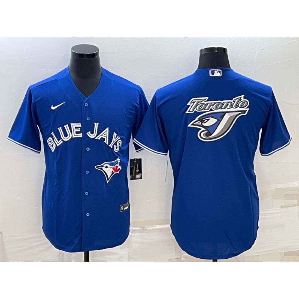 Men's Toronto Blue Jays Royal Team Big Logo Cool Base Stitched Baseball Jersey