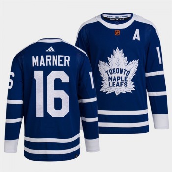 Men's Toronto Maple Leafs #16 Mitch Marner Blue 2022-23 Reverse Retro Stitched Jersey Men's Toronto Maple Leafs #16 Mitch Marner Blue 2022-23 Reverse Retro Stitched Jersey