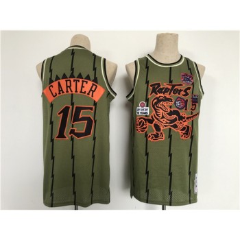 Men's Toronto Raptors #15 Vince Carter Oilve Throwback Stitched Jersey Men's Toronto Raptors #15 Vince Carter Oilve Throwback Stitched Jersey