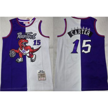 Men's Toronto Raptors #15 Vince Carter Purple/White Splite Throwback Stitched Jersey Men's Toronto Raptors #15 Vince Carter Purple/White Splite Throwback Stitched Jersey