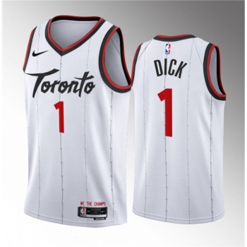 Men's Toronto Raptors #1 Gradey Dick White 2023/24 Association Edition Stitched Basketball Jersey Men's Toronto Raptors #1 Gradey Dick White 2023/24 Association Edition Stitched Basketball Jersey