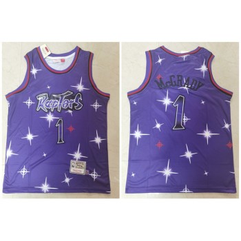 Men's Toronto Raptors #1 Tracy Mcgrady Purple Swingman Gold Classic Airbrush Stitched Jersey Men's Toronto Raptors #1 Tracy Mcgrady Purple Swingman Gold Classic Airbrush Stitched Jersey