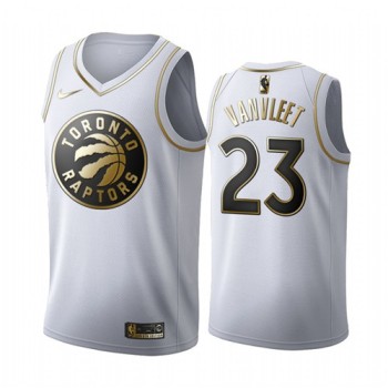 Men's Toronto Raptors #23 Fred VanVleet White Golden Stitched Jersey Men's Toronto Raptors #23 Fred VanVleet White Golden Stitched Jersey