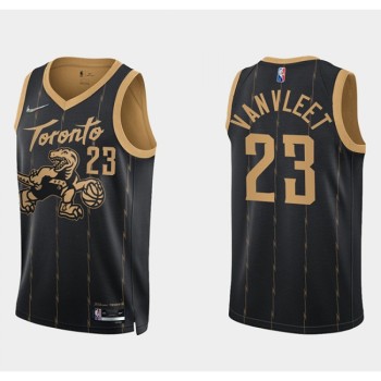 Men's Toronto Raptors #23 Fred Vanvleet 2021/22 City Edition Black 75th Anniversary Swingman Stitched Basketball Jersey Men's Toronto Raptors #23 Fred Vanvleet 2021/22 City Edition Black 75th Anniversary Swingman Stitched Basketball Jersey