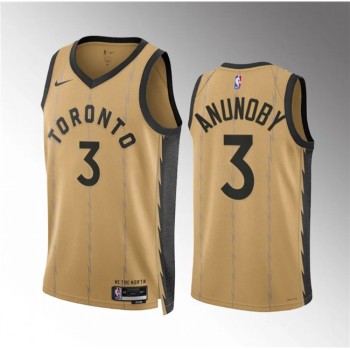Men's Toronto Raptors #3 O.G. Anunoby Gold 2023/24 City Edition Stitched Basketball Jersey Men's Toronto Raptors #3 O.G. Anunoby Gold 2023/24 City Edition Stitched Basketball Jersey