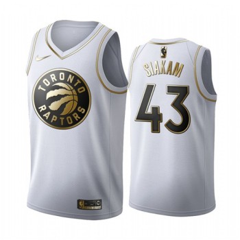 Men's Toronto Raptors #43 Pascal Siakam White Golden Stitched Jersey Men's Toronto Raptors #43 Pascal Siakam White Golden Stitched Jersey