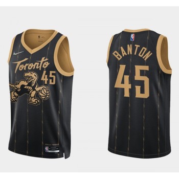 Men's Toronto Raptors #45 Dalano Banton 2021/22 City Edition Black 75th Anniversary Swingman Stitched Basketball Jersey Men's Toronto Raptors #45 Dalano Banton 2021/22 City Edition Black 75th Anniversary Swingman Stitched Basketball Jersey