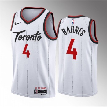 Men's Toronto Raptors #4 Scottie Barnes White 2023/24 Association Edition Stitched Basketball Jersey Men's Toronto Raptors #4 Scottie Barnes White 2023/24 Association Edition Stitched Basketball Jersey
