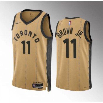 Men's Toronto Raptors #11 Bruce Brown Jr Gold 2023/24 City Edition Stitched Basketball Jersey Men's Toronto Raptors #11 Bruce Brown Jr Gold 2023/24 City Edition Stitched Basketball Jersey
