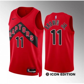 Men's Toronto Raptors #11 Bruce Brown Jr Red Icon Edition Stitched Basketball Jersey Men's Toronto Raptors #11 Bruce Brown Jr Red Icon Edition Stitched Basketball Jersey