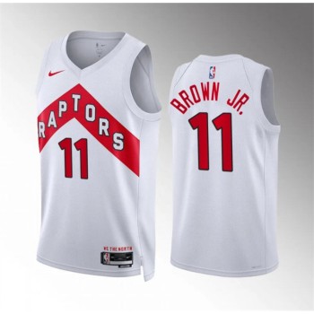 Men's Toronto Raptors #11 Bruce Brown Jr White Association Edition Stitched Basketball Jersey Men's Toronto Raptors #11 Bruce Brown Jr White Association Edition Stitched Basketball Jersey