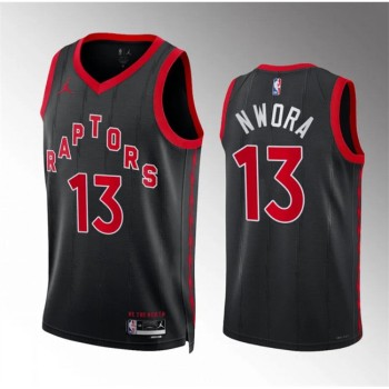 Men's Toronto Raptors #13 Jordan Nwora Black Statement Edition Stitched Basketball Jersey Men's Toronto Raptors #13 Jordan Nwora Black Statement Edition Stitched Basketball Jersey