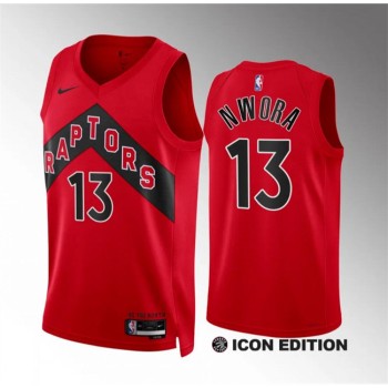 Men's Toronto Raptors #13 Jordan Nwora Red Icon Edition Stitched Basketball Jersey Men's Toronto Raptors #13 Jordan Nwora Red Icon Edition Stitched Basketball Jersey
