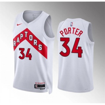Men's Toronto Raptors #34 Jontay Porter White Association Edition Stitched Basketball Jersey Men's Toronto Raptors #34 Jontay Porter White Association Edition Stitched Basketball Jersey