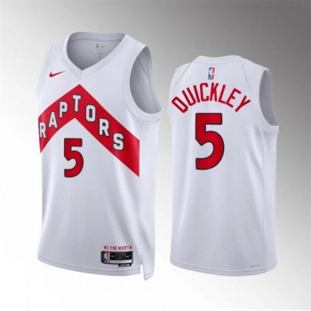 Men's Toronto Raptors #5 Immanuel Quickley White Association Edition Stitched Basketball Jersey Men's Toronto Raptors #5 Immanuel Quickley White Association Edition Stitched Basketball Jersey