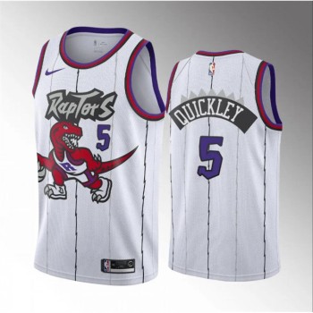 Men's Toronto Raptors #5 Immanuel Quickley White Classic Edition Stitched Basketball Jersey Men's Toronto Raptors #5 Immanuel Quickley White Classic Edition Stitched Basketball Jersey