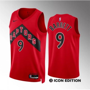 Men's Toronto Raptors #9 RJ Barrett Red Icon Edition Stitched Basketball Jersey Men's Toronto Raptors #9 RJ Barrett Red Icon Edition Stitched Basketball Jersey