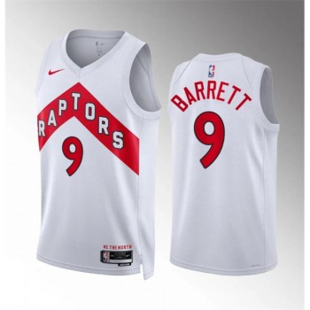 Men's Toronto Raptors #9 RJ Barrett White Association Edition Stitched Basketball Jersey Men's Toronto Raptors #9 RJ Barrett White Association Edition Stitched Basketball Jersey