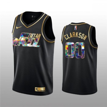 Men's Utah Jazz #00 Jordan Clarkson 2021/22 Black Golden Edition 75th Anniversary Diamond Logo Stitched Basketball Jersey Men's Utah Jazz #00 Jordan Clarkson 2021/22 Black Golden Edition 75th Anniversary Diamond Logo Stitched Basketball Jersey