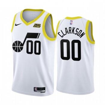Men's Utah Jazz #00 Jordan Clarkson 2022/23 White Association Edition Stitched Basketball Jersey Men's Utah Jazz #00 Jordan Clarkson 2022/23 White Association Edition Stitched Basketball Jersey