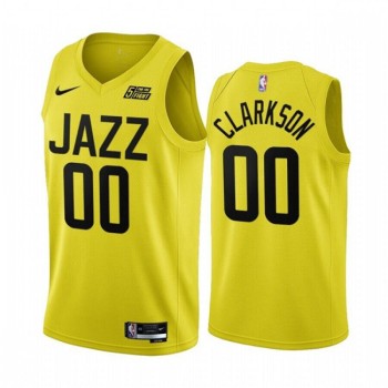 Men's Utah Jazz #00 Jordan Clarkson 2022/23 Yellow Icon Edition Stitched Basketball Jersey Men's Utah Jazz #00 Jordan Clarkson 2022/23 Yellow Icon Edition Stitched Basketball Jersey