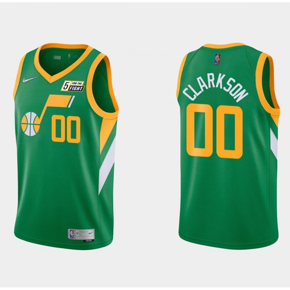 Men's Utah Jazz #00 Jordan Clarkson Green Earned Edition Swingman Stitched Jersey