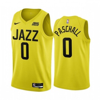 Men's Utah Jazz #0 Eric Paschall 2022/23 Yellow Icon Edition Stitched Basketball Jersey Men's Utah Jazz #0 Eric Paschall 2022/23 Yellow Icon Edition Stitched Basketball Jersey