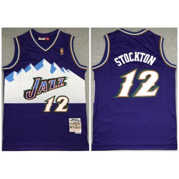 Men's Utah Jazz #12 John Stockton Purple Throwback Stitched Jersey Men's Utah Jazz #12 John Stockton Purple Throwback Stitched Jersey