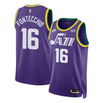 Men's Utah Jazz #16 Simone Fontecchio Purple 2023 Classic Edition Stitched Basketball Jersey Men's Utah Jazz #16 Simone Fontecchio Purple 2023 Classic Edition Stitched Basketball Jersey