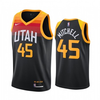 Men's Utah Jazz #45 Donovan Mitchell Black City Edition Stitched Jersey Men's Utah Jazz #45 Donovan Mitchell Black City Edition Stitched Jersey