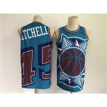 Men's Utah Jazz #45 Donovan Mitchell Blue Big Face Throwback Stitched Jersey Men's Utah Jazz #45 Donovan Mitchell Blue Big Face Throwback Stitched Jersey