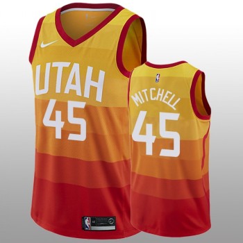 Men's Utah Jazz #45 Donovan Mitchell Orange City Edition Swingman Stitched NBA Jersey Men's Utah Jazz #45 Donovan Mitchell Orange City Edition Swingman Stitched NBA Jersey