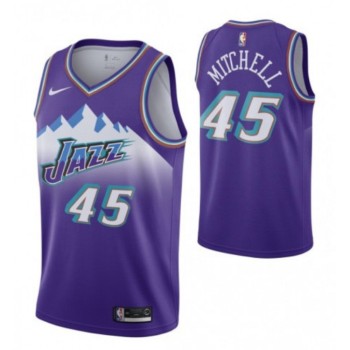 Men's Utah Jazz #45 Donovan Mitchell Purple City Edition Throwback Stitched NBA Jersey Men's Utah Jazz #45 Donovan Mitchell Purple City Edition Throwback Stitched NBA Jersey