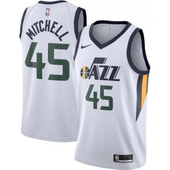 Men's Utah Jazz #45 Donovan Mitchell White Association Edition Swingman Stitched Jersey Men's Utah Jazz #45 Donovan Mitchell White Association Edition Swingman Stitched Jersey