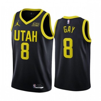 Men's Utah Jazz #8 Rudy Gay 2022/23 Black Statement Edition Stitched Basketball Jersey Men's Utah Jazz #8 Rudy Gay 2022/23 Black Statement Edition Stitched Basketball Jersey