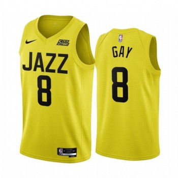 Men's Utah Jazz #8 Rudy Gay 2022/23 Yellow Icon Edition Stitched Basketball Jersey Men's Utah Jazz #8 Rudy Gay 2022/23 Yellow Icon Edition Stitched Basketball Jersey