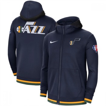Men's Utah Jazz Navy 75th Anniversary Performance Showtime Full-Zip Hoodie Jacket Men's Utah Jazz Navy 75th Anniversary Performance Showtime Full-Zip Hoodie Jacket