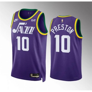 Men's Utah Jazz #10 Jason Preston Purple 2023/24 City Edition Stitched Basketball Jersey Men's Utah Jazz #10 Jason Preston Purple 2023/24 City Edition Stitched Basketball Jersey