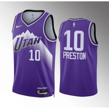 Men's Utah Jazz #10 Jason Preston Purple Classic Edition Stitched Basketball Jersey Men's Utah Jazz #10 Jason Preston Purple Classic Edition Stitched Basketball Jersey