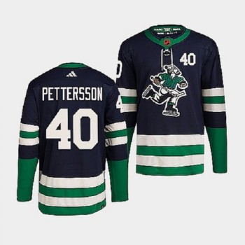 Men's Vancouver Canucks #40 Elias Pettersson Navy 2022 Reverse Retro Stitched Jersey Men's Vancouver Canucks #40 Elias Pettersson Navy 2022 Reverse Retro Stitched Jersey
