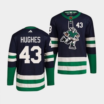Men's Vancouver Canucks #43 Quinn Hughes Navy 2022 Reverse Retro Stitched Jersey Men's Vancouver Canucks #43 Quinn Hughes Navy 2022 Reverse Retro Stitched Jersey